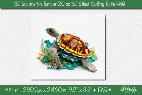 3d Turtle tumbler Bundle Sea Turtle sublimation tumbler 3d Quilling tumbler 3D Tumbler 20 Oz sublimation design Sublimation Createya Design 
