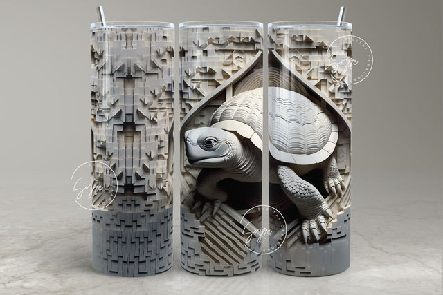 3D Turtle Tumbler, Tortoise Tumbler Wrap, 20oz Skinny Tumbler Sublimation, Spring Tumbler, Plaster Wall Art, White Turtle Tumbler, Digital Sublimation Syre Digital Creations 