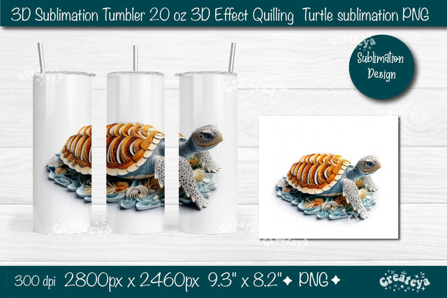 3d Turtle tumbler Turtle sublimation tumbler 3d Quilling tumbler 3D Tumbler 20 Oz sublimation design Sublimation Createya Design 