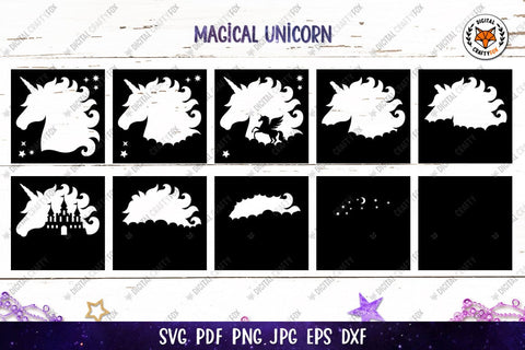 3D Unicorn Shadow Box SVG | Unicorn Paper Cut Template SVG 3D Paper Digital Craftyfox 
