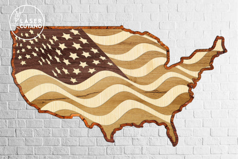 3D USA Map 4th of JULY Multilayer Laser Cut Files, Mandala, 3D Designs, and for Paper Craft and Cricut SVG LaserCutano 