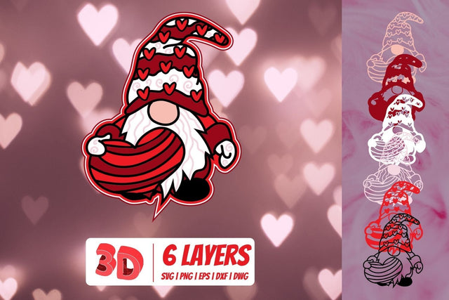 3D Valentine Gnome SVG SvgOcean 