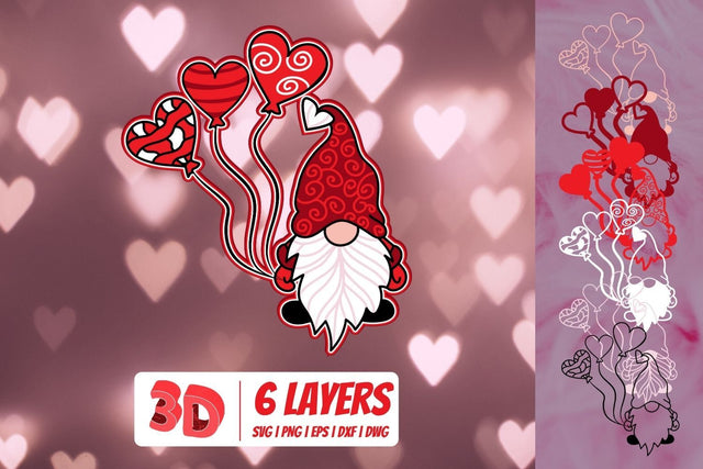 3D Valentine Gnome SVG SvgOcean 