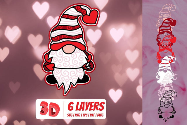 3D Valentine Gnome SVG SvgOcean 