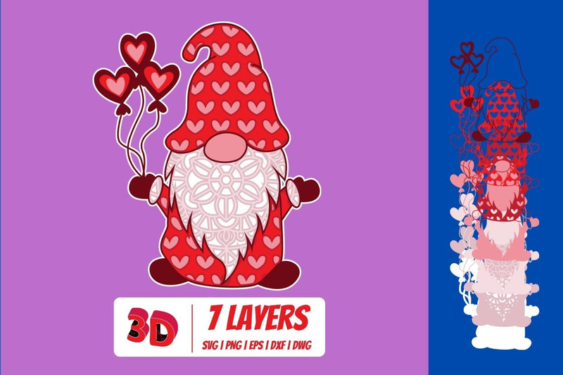 3D Valentines Day Gnomes SVG Bundle - So Fontsy