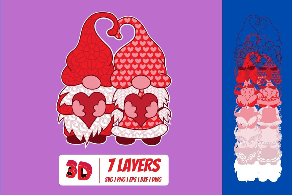 3D Valentines Day Gnomes SVG Bundle - So Fontsy
