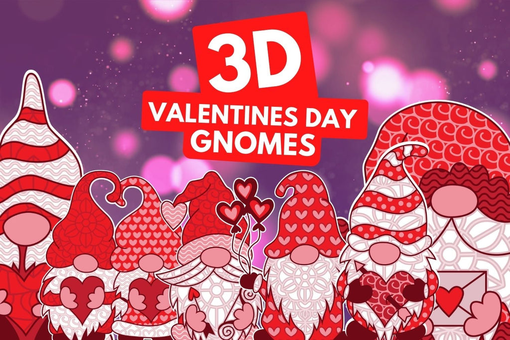 3D Valentines Day Gnomes SVG Bundle - So Fontsy