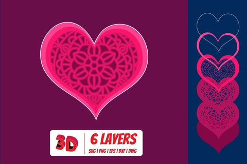 3D Valentines Day Heart SVG Bundle SVG SvgOcean 