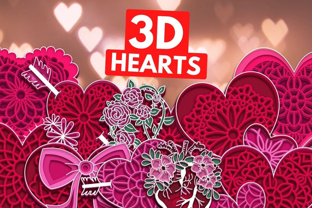 3D Valentines Day Heart SVG Bundle SVG SvgOcean 