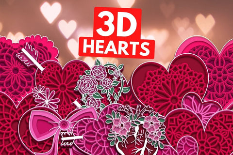 3D Valentines Day Heart SVG Bundle SVG SvgOcean 