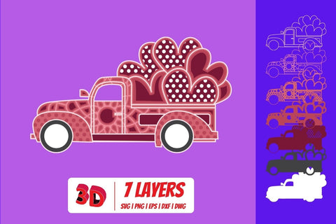 3D Valentines Day Truck SVG Bundle SVG SvgOcean 