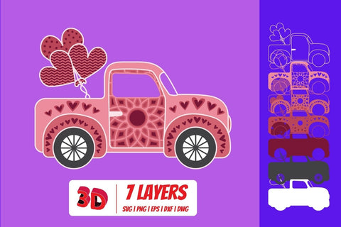 3D Valentines Day Truck SVG Bundle SVG SvgOcean 