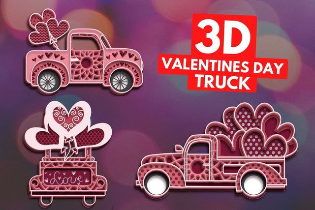 3D Valentines Day Truck SVG Bundle SVG SvgOcean 