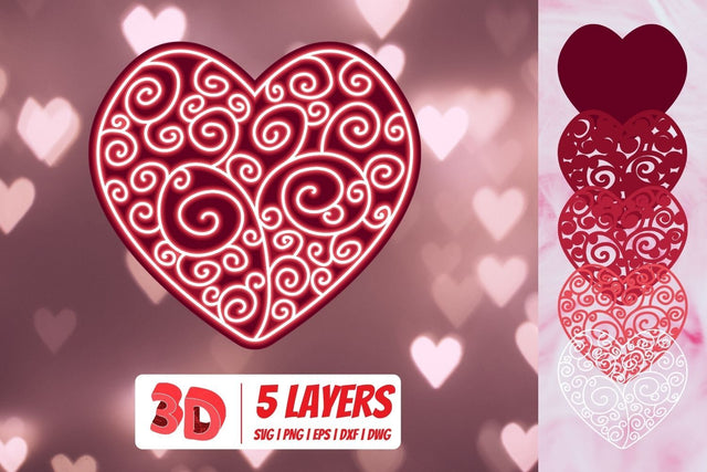 3D Valentines Heart SVG SvgOcean 