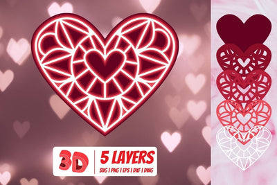 3D Valentines Heart SVG SvgOcean 