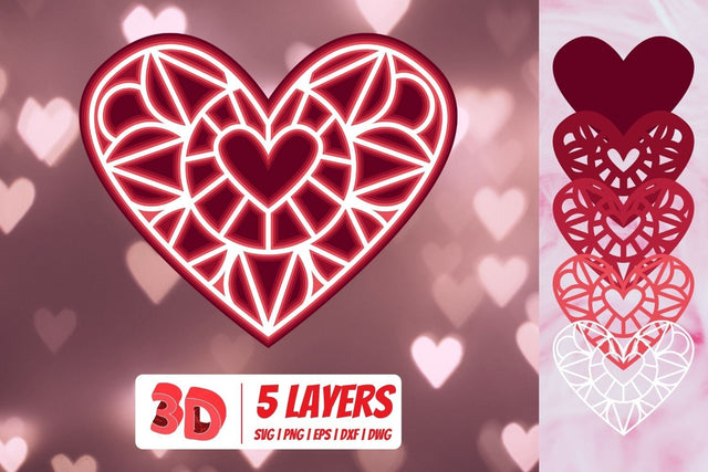 3D Valentines Heart SVG SvgOcean 