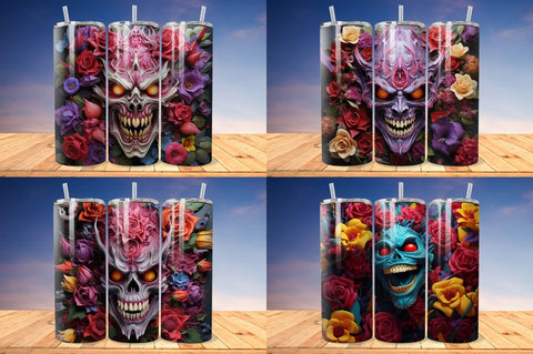 3D Vampire And Flower Tumbler Bundle Sublimation Regulrcrative 
