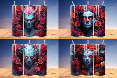 3D Vampire And Flower Tumbler Bundle Sublimation Regulrcrative 