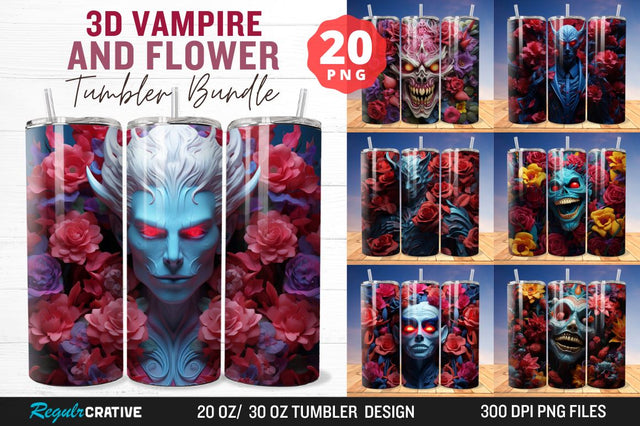 3D Vampire And Flower Tumbler Bundle Sublimation Regulrcrative 