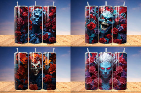 3D Vampire And Flower Tumbler Bundle Sublimation Regulrcrative 