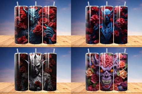3D Vampire And Flower Tumbler Bundle Sublimation Regulrcrative 