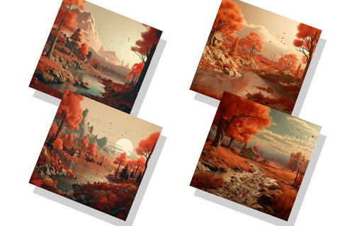 3D Vintage Fall Landscape Bundle Sublimation Regulrcrative 