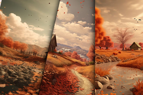 3D Vintage Fall Landscape Bundle Sublimation Regulrcrative 