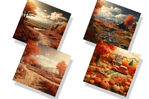 3D Vintage Fall Landscape Bundle Sublimation Regulrcrative 