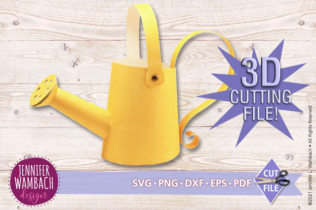 3D Watering Can SVG Jennifer Wambach Design 