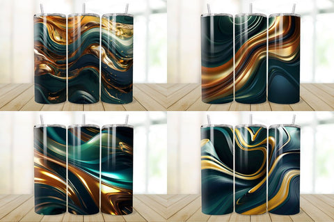 3D Wave Liquid Tumbler Bundle Sublimation Regulrcrative 