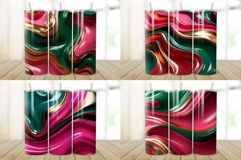 3D Wave Liquid Tumbler Bundle Sublimation Regulrcrative 