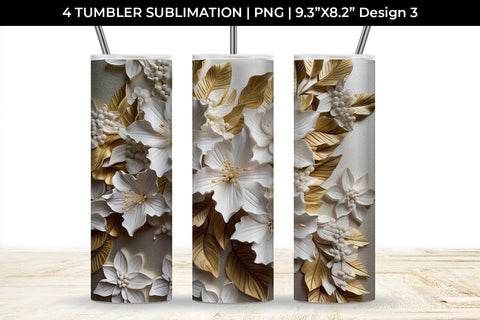 3D white Azalea Flowers Tumbler Wrap 20 oz Sublimation PNG Bundle Free For Commercial Use Sublimation Sintegra 