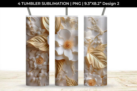 3D white Begonia Flowers Tumbler Wrap 20 oz Sublimation PNG Bundle Sublimation Sintegra 