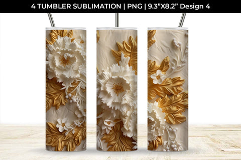 3D white Carnation Flowers Tumbler Wrap 20 oz Sublimation PNG Bundle Free For Commercial Use Sublimation Sintegra 