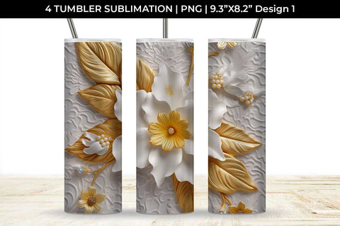 3D white Daffodil Flowers Tumbler Wrap 20 oz Sublimation PNG Bundle Free For Commercial Use Sublimation Sintegra 