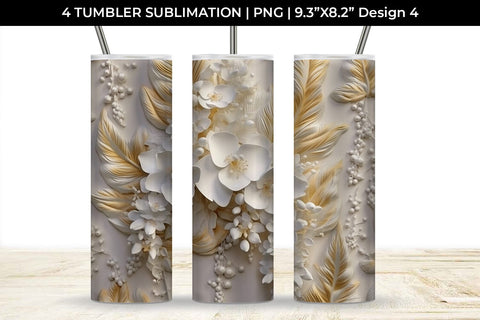 3D white Delphinium Flowers Tumbler Wrap 20 oz Sublimation PNG Bundle Free For Commercial Use Sublimation Sintegra 