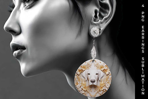 3D white Floral Beagle Dog Earrings Sublimation PNG Bundle Free For Commercial Use Sublimation Sintegra 