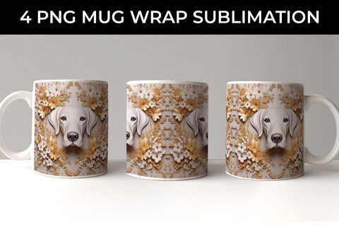 3D white Floral Beagle Dog Mug Sublimation PNG Bundle Free For Commercial Use Sublimation Sintegra 