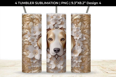 3D white Floral Beagle Dog Tumbler Wrap 20 oz Sublimation PNG Bundle Free For Commercial Use Sublimation Sintegra 
