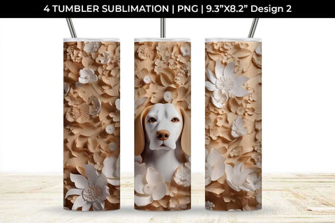 3D white Floral Beagle Dog Tumbler Wrap 20 oz Sublimation PNG Bundle Free For Commercial Use Sublimation Sintegra 