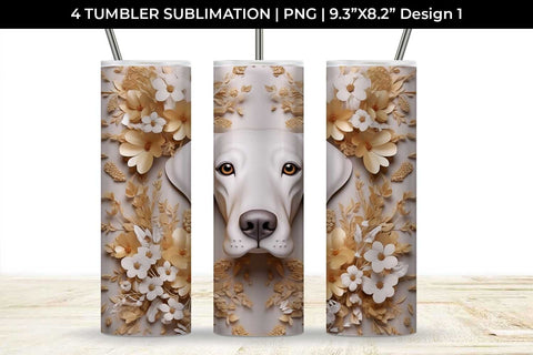 3D white Floral Beagle Dog Tumbler Wrap 20 oz Sublimation PNG Bundle Free For Commercial Use Sublimation Sintegra 