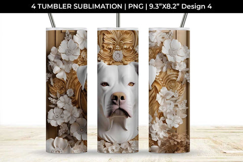 3D white Floral Boxer Dog Tumbler Wrap 20 oz Sublimation PNG Bundle Free For Commercial Use Sublimation Sintegra 
