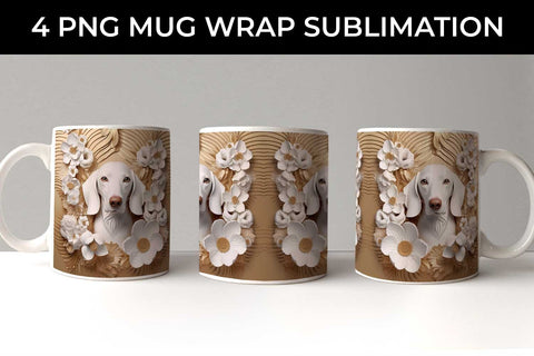 3D white Floral Dachshund Dog Mug Sublimation PNG Bundle Free For Commercial Use Sublimation Sintegra 