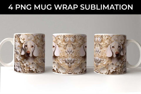 3D white Floral Dachshund Dog Mug Sublimation PNG Bundle Free For Commercial Use Sublimation Sintegra 