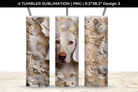 3D white Floral Dachshund Dog Tumbler Wrap 20 oz Sublimation PNG Bundle Free For Commercial Use Sublimation Sintegra 