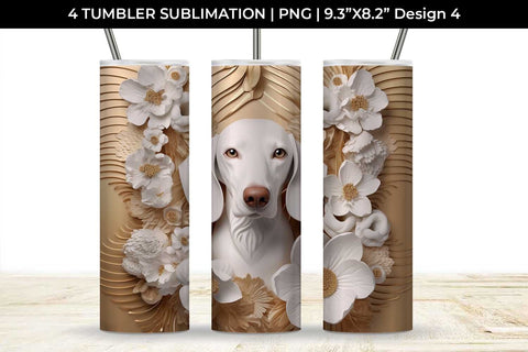 3D white Floral Dachshund Dog Tumbler Wrap 20 oz Sublimation PNG Bundle Free For Commercial Use Sublimation Sintegra 