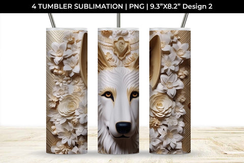 3D white Floral German Shepherd Dog Tumbler Wrap 20 oz Sublimation PNG Bundle Free For Commercial Use Sublimation Sintegra 