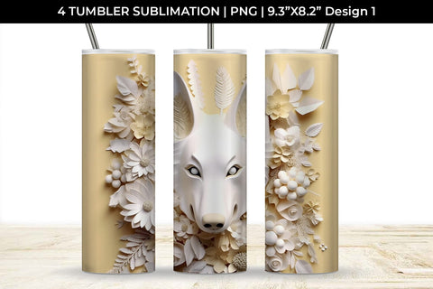3D white Floral German Shepherd Dog Tumbler Wrap 20 oz Sublimation PNG Bundle Free For Commercial Use Sublimation Sintegra 