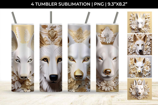 3D white Floral German Shepherd Dog Tumbler Wrap 20 oz Sublimation PNG Bundle Free For Commercial Use Sublimation Sintegra 