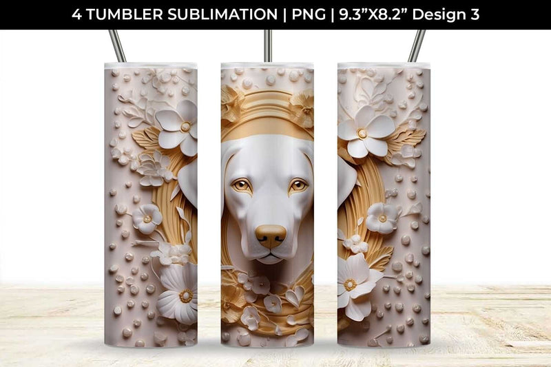 3D white Floral Golden Retriever Dog Tumbler Wrap 20 oz Sublimation PNG ...